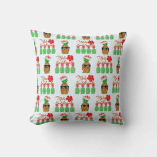 Mele Kalikimaka Hawaiian Pineapple Merry Christmas Throw Pillow