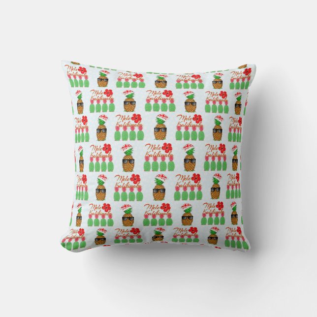 Mele Kalikimaka Hawaiian Pineapple Merry Christmas Throw Pillow (Front)