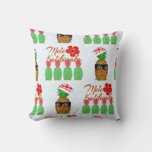 Mele Kalikimaka Hawaiian Pineapple Merry Christmas Throw Pillow