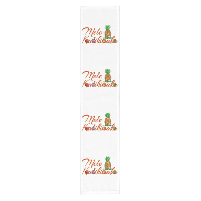 Mele Kalikimaka Hawaiian Pineapple Short Table Runner (Front)