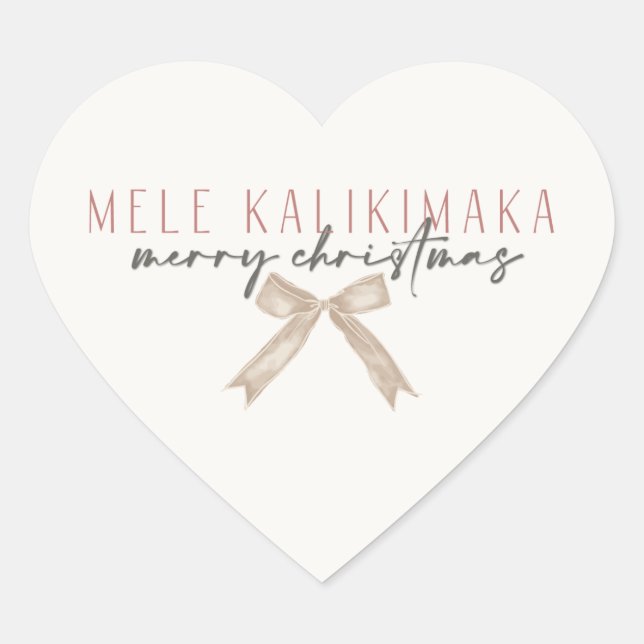 Mele Kalikimaka, Hawaiian Style Christmas Heart Sticker (Front)