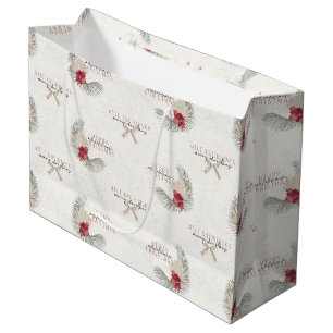 Mele Kalikimaka, Hawaiian Style Christmas  Large Gift Bag