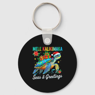 Mele Kalikimaka Hawaiian Tail Party Santa Turtle B Keychain