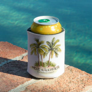 Mele Kalikimaka Hawaiian Tropical Christmas Can Cooler