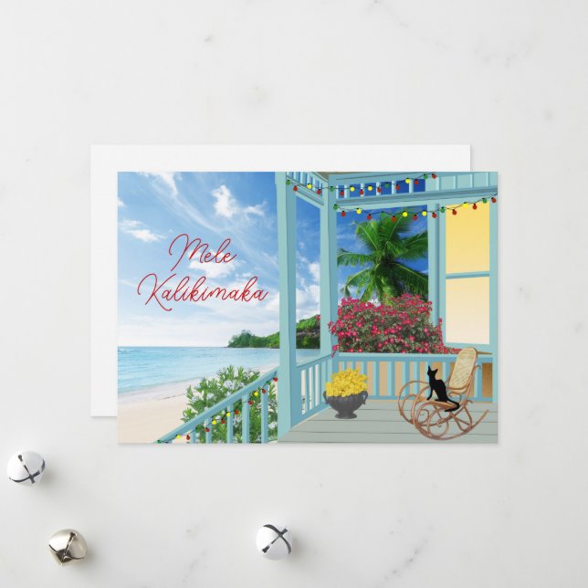 Mele Kalikimaka Hawaiin Christmas Holiday Card (Front/Back In Situ)