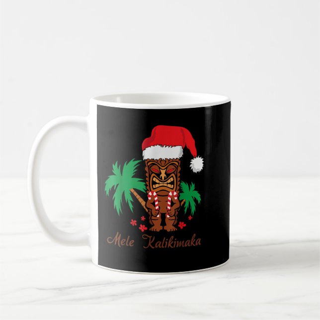 Mele Kalikimaka Merry Christmas Hawaiian Tiki  Coffee Mug (Left)