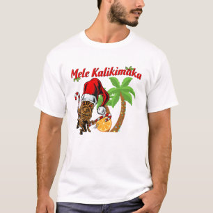 Mele Kalikimaka Merry Christmas Hawaiian Tiki God T-Shirt