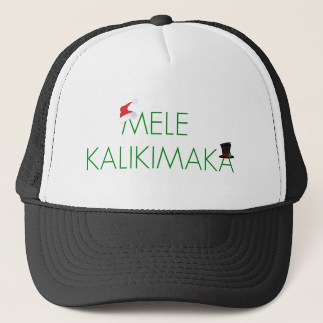 MELE KALIKIMAKA    "MERRY CHRISTMAS" IN HAWAIIAN! TRUCKER HAT (Front)