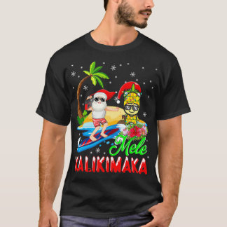 Mele Kalikimaka Merry Xmas Hawaiian Pineapple Sant T-Shirt
