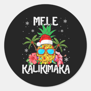 Mele Kalikimaka Merry Xmas Light Santa Hawaiian Pi Classic Round Sticker