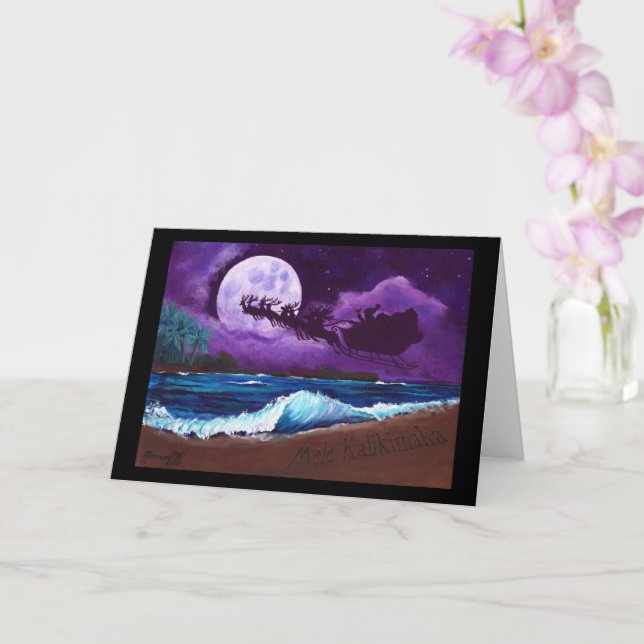 Mele Kalikimaka on a Hawaiian Beach Card (Orchid)