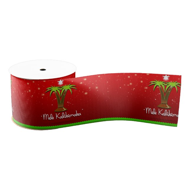 Mele Kalikimaka Palm Tree for Xmas Grosgrain Ribbon (Spool)