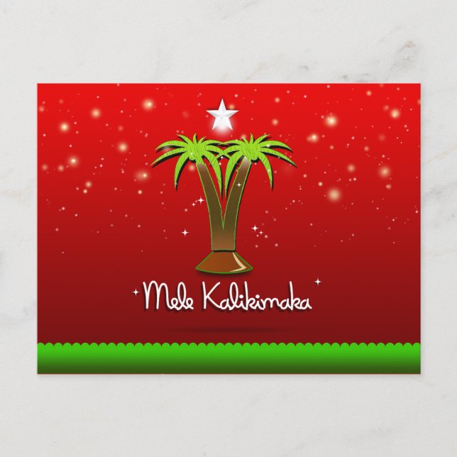 Mele Kalikimaka Palm Tree for Xmas Holiday Postcard (Front)