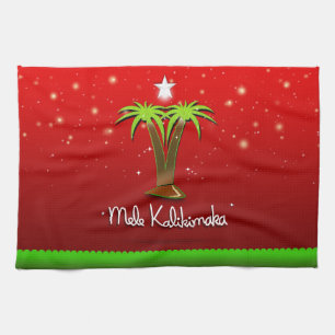 Mele Kalikimaka Palm Tree for Xmas Kitchen Towel