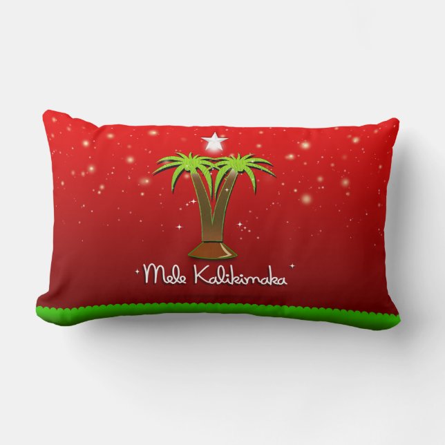 Mele Kalikimaka Palm Tree for Xmas Lumbar Pillow (Front)