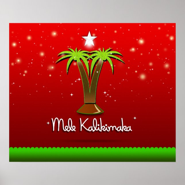 Mele Kalikimaka Palm Tree for Xmas Poster (Front)