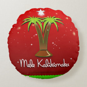 Mele Kalikimaka Palm Tree for Xmas Round Pillow