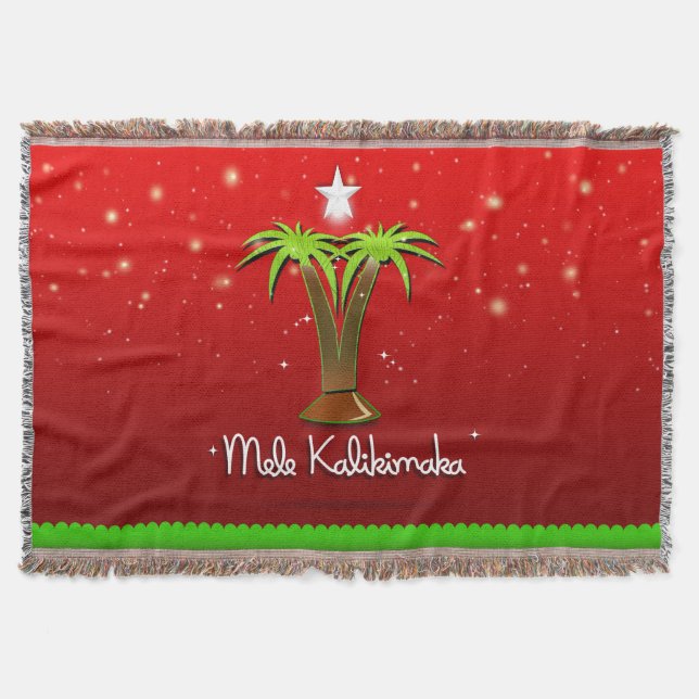 Mele Kalikimaka Palm Tree for Xmas Throw Blanket (Front)