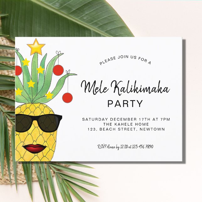 Mele Kalikimaka Party Ananas Invitation Postcar (Créateur téléchargé)