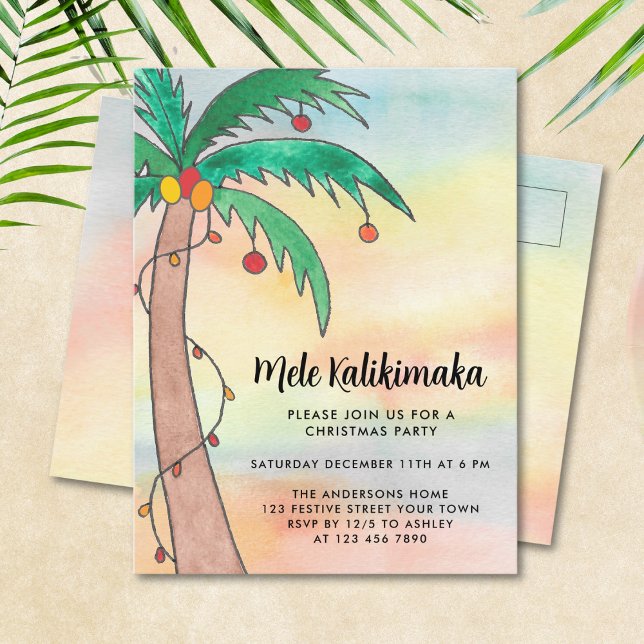 Mele Kalikimaka Party  Invitation Postcard (Creator Uploaded)