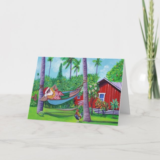 Mele Kalikimaka Père Noël sur la carte de vacances (Devant)