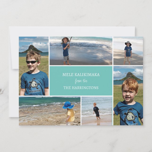 Mele Kalikimaka Photo Collage Card for Christmas (Front)