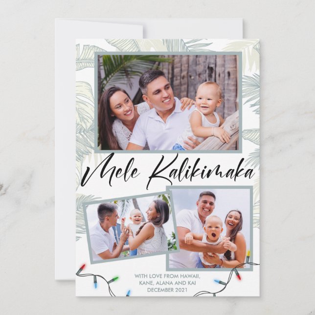 Mele Kalikimaka Photo Collage Holiday Card (Front)