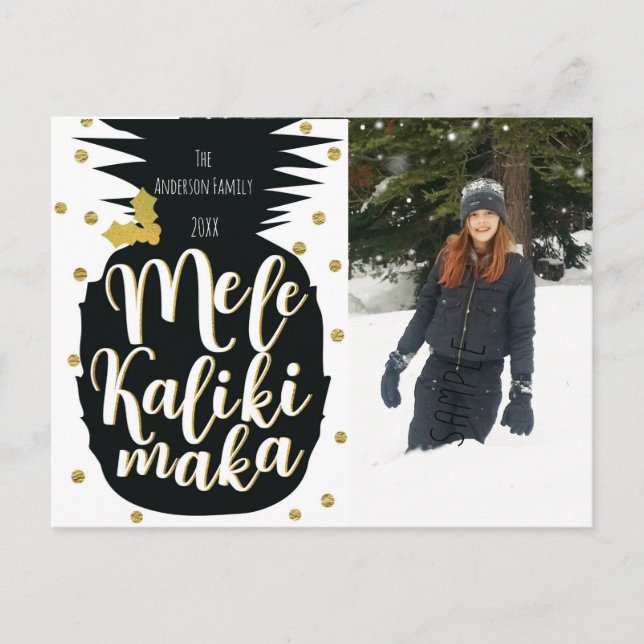 Mele Kalikimaka Pineapple Christmas Holiday Photo (Front)