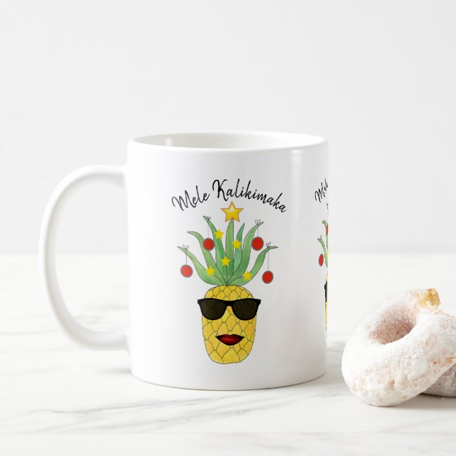 Mele Kalikimaka Pineapple Coffee Mug (With Donut)