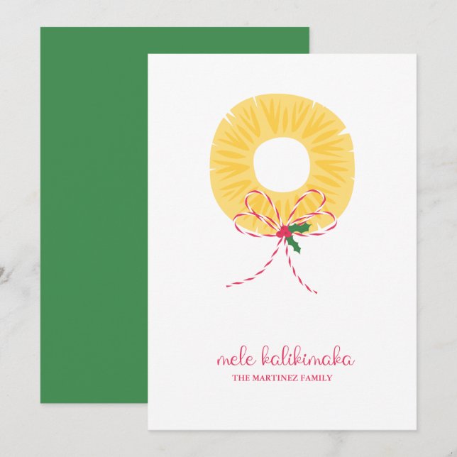 Mele Kalikimaka Pineapple Flat Holiday Card (Front/Back)