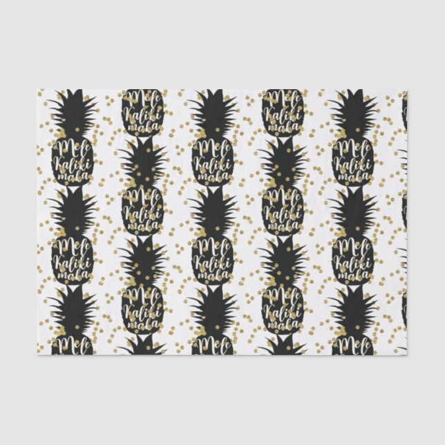 Mele Kalikimaka Pineapples Hawaiian Christmas Tissue Paper (Front)