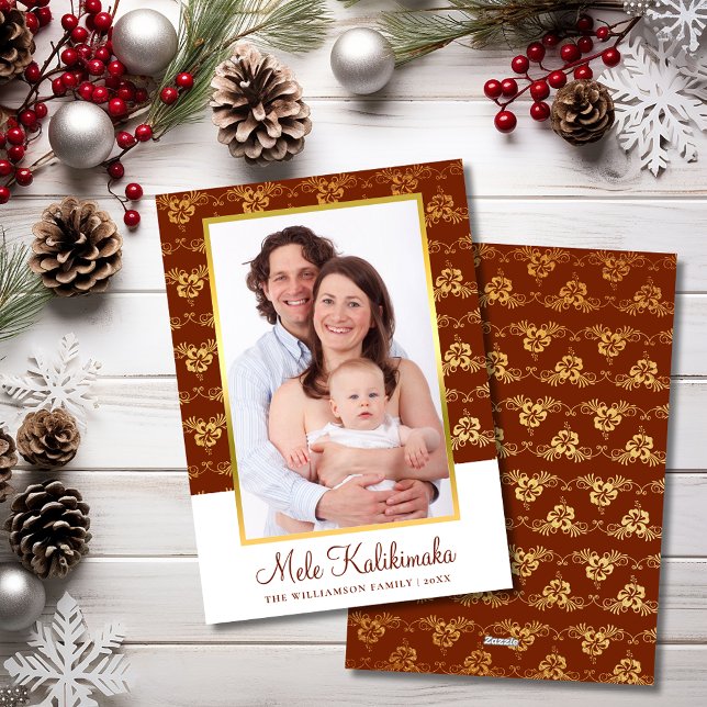 Mele Kalikimaka Red Hawaiian Tropical Photo Holiday Card (Mele Kalikimaka Red Hawaiian Tropical Photo Holiday Card
)