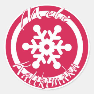 Mele Kalikimaka red snowflake Hawaii stamps Classic Round Sticker
