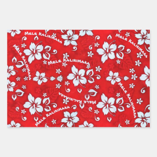 Mele Kalikimaka Red Wrapping Paper (Front)