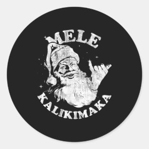 Mele Kalikimaka Retro Hawaii Santa Aloha Christmas Classic Round Sticker