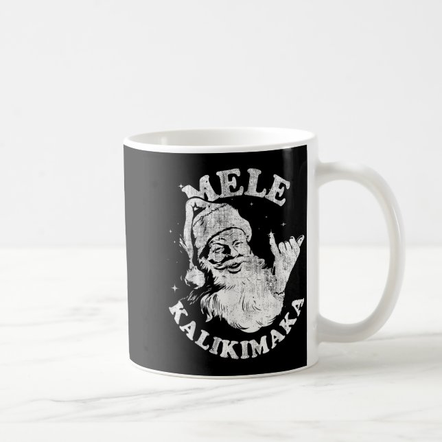 Mele Kalikimaka Retro Hawaii Santa Aloha Christmas Coffee Mug (Right)