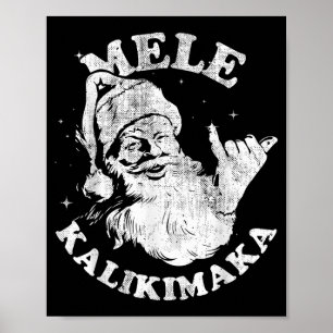 Mele Kalikimaka Retro Hawaii Santa Aloha Christmas Poster