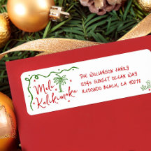 Mele Kalikimaka Rouge Vert Doodle Adresse de Noël