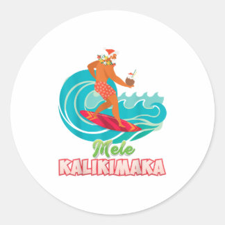 Mele Kalikimaka Santa Christmas In July Classic Round Sticker