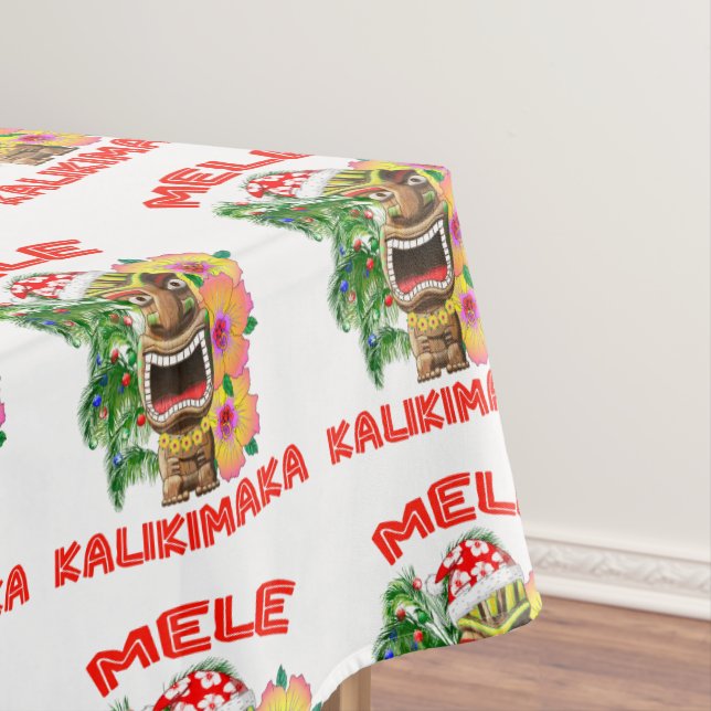 Mele Kalikimaka Santa Claus Tiki Tablecloth (In Situ)