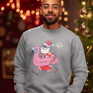 Mele Kalikimaka Santa Flamingo Christmas Getaway Sweatshirt