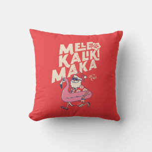 Mele Kalikimaka Santa Flamingo Christmas Getaway T Throw Pillow