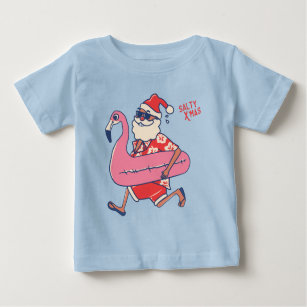 Mele Kalikimaka Santa Flamingo Christmas Getaways Baby T-Shirt