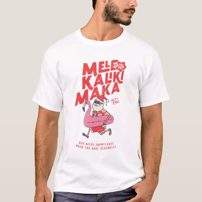 Mele Kalikimaka Santa Flamingo Christmas Getaways  T-Shirt (Front)