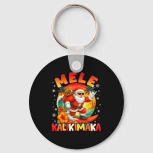 Mele Kalikimaka Santa Rock On Hawaii Christmas Xma Keychain