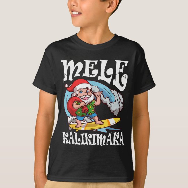 Mele Kalikimaka Santa Surfing Hawaii Christmas  T-Shirt (Front)