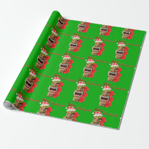 Mele Kalikimaka Santa Tiki Wrapping Paper