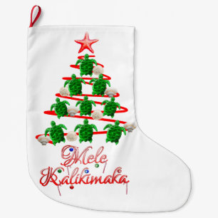 Mele Kalikimaka Sea Turtles Large Christmas Stocking