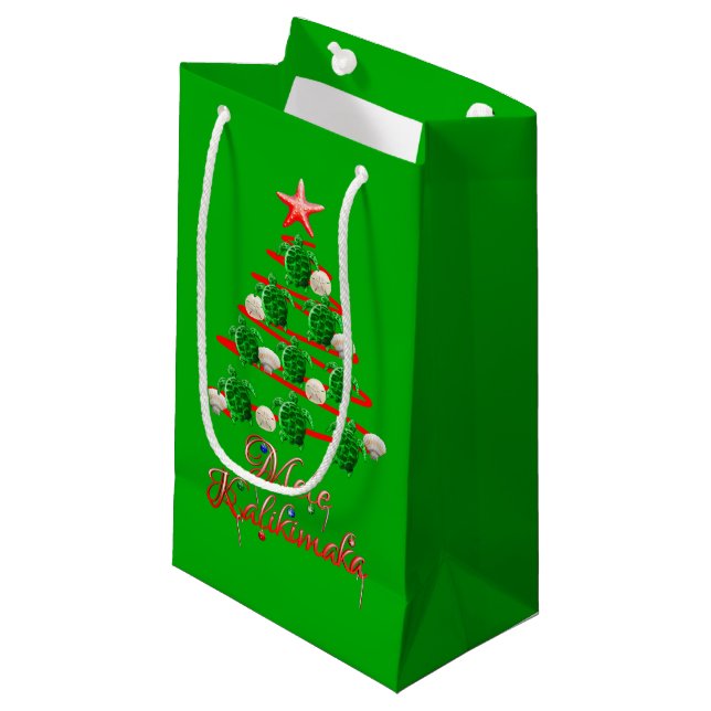Mele Kalikimaka Sea Turtles Small Gift Bag (Front Angled)