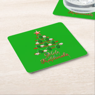Mele Kalikimaka Sea Turtles Square Paper Coaster